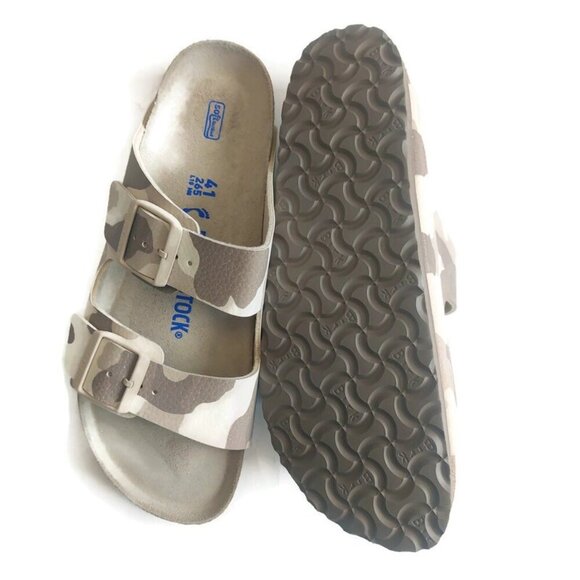Birkenstock Mens Size 8 Arizona Birko-Flor Sandals Desert Soil Gray Taupe Camo